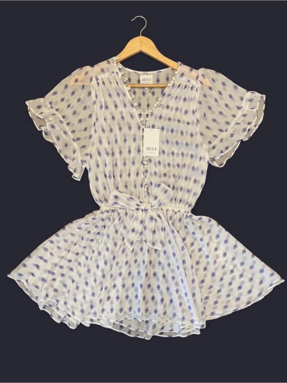 Misa Los Angeles Chloe Dress in White Evil Eye- NWT